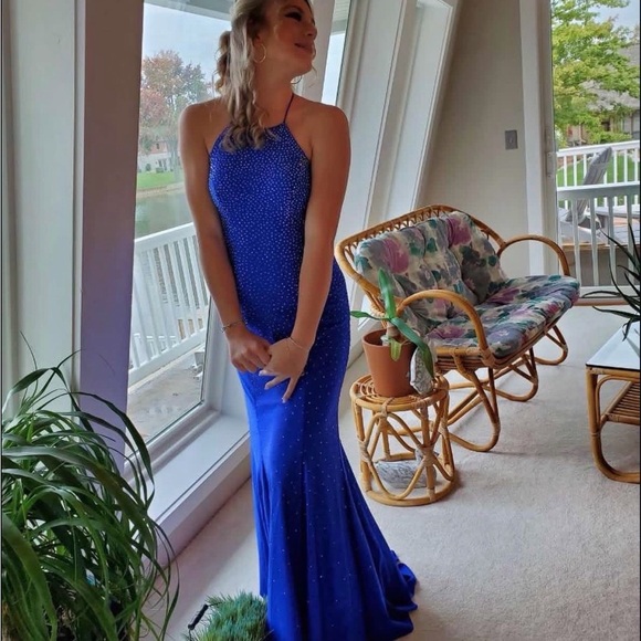 Blue Rhinestone Embellished Dress - Picture 4 of 4